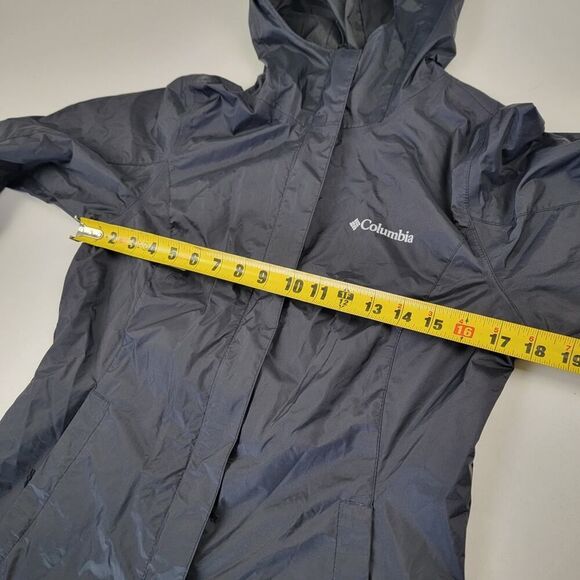 Columbia Omni-tech Hooded Rain Jacket Black Full Zip Women's Sz XS Outdoor - Picture 5 of 15